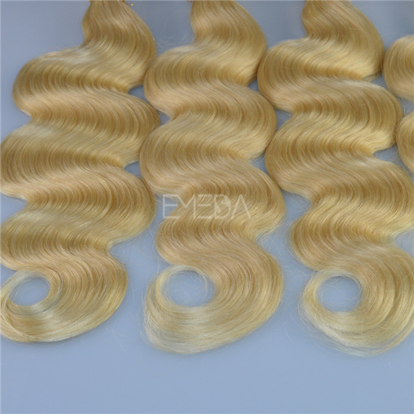 Brazilian remy hair color 613 blonde curly body wave hair weft CX021